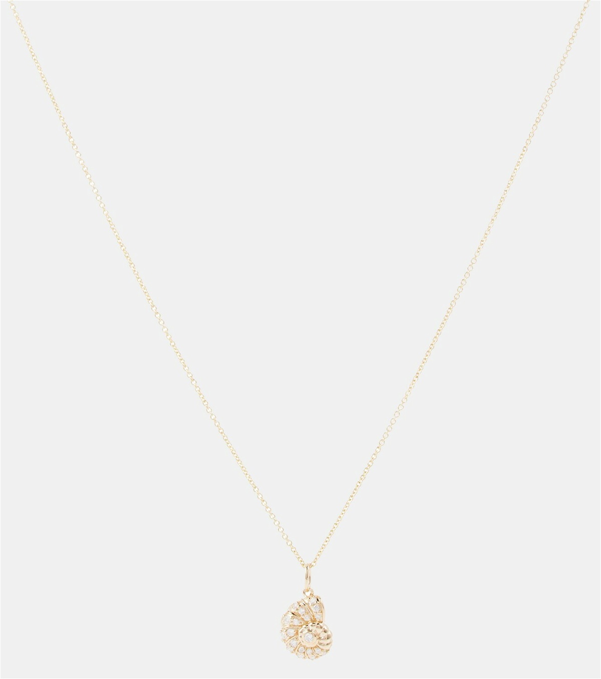 Sydney Evan Nautilus Shell 14kt gold pendant necklace with diamonds