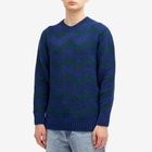Country Of Origin Men's Thames Stripe Knit Jumper in Navy Tartan