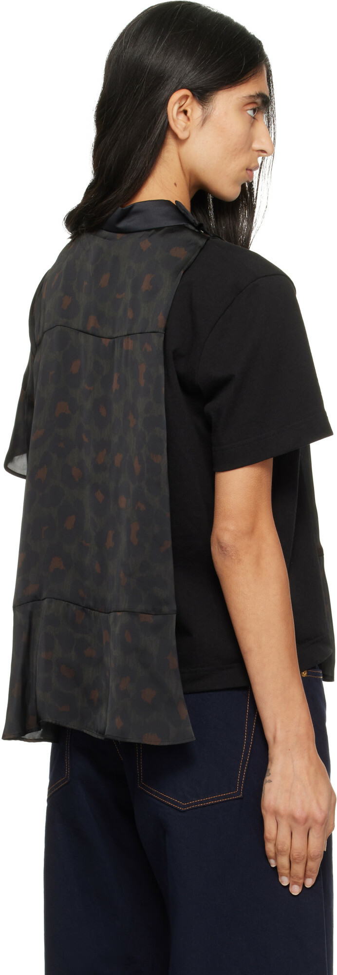 sacai Black Leopard Jersey T-Shirt