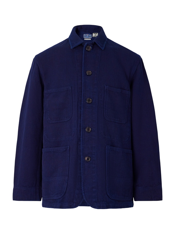 Photo: Blue Blue Japan - Logo-Appliquéd Sashiko Cotton-Piqué Jacket - Blue