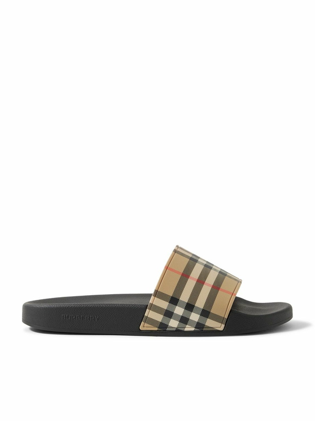 Photo: Burberry - Checked Rubber Slides - Neutrals