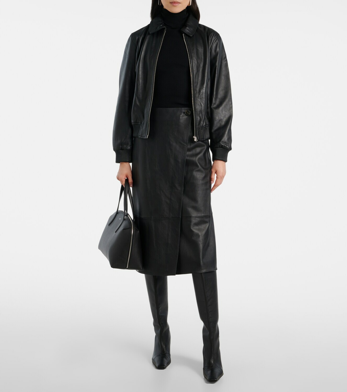 Yves Salomon Leather midi skirt