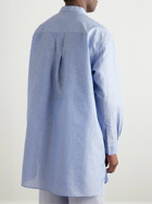 Loro Piana - Suwako Grandad-Collar Striped Linen and Cotton-Blend Shirt - Blue