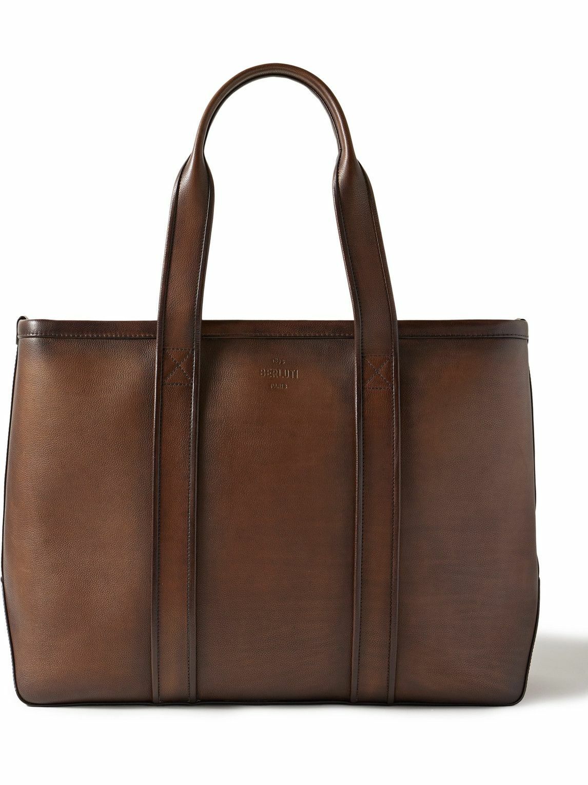 Berluti - Toujours Scritto Venezia Leather-Trimmed Denim Tote Bag Berluti