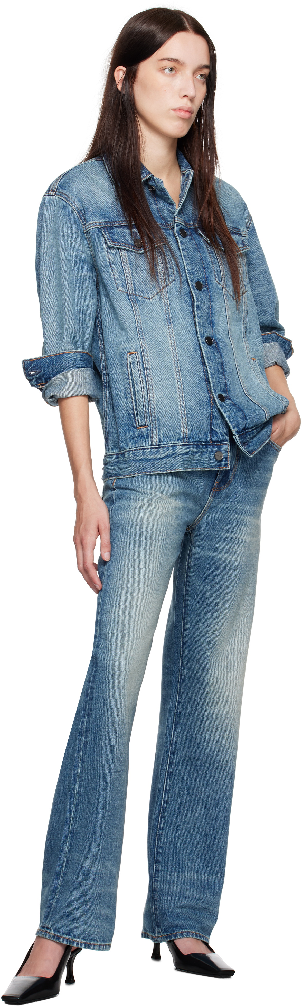 Calvin Klein Blue Halo Selvedge Elongated Trucker Denim Jacket