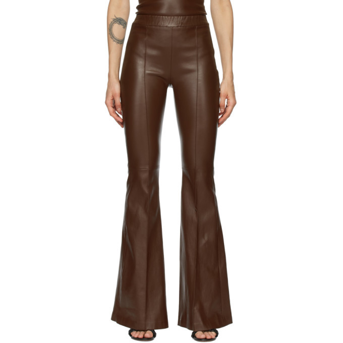 Photo: Rosetta Getty Brown Leather Pintuck Flare Pants