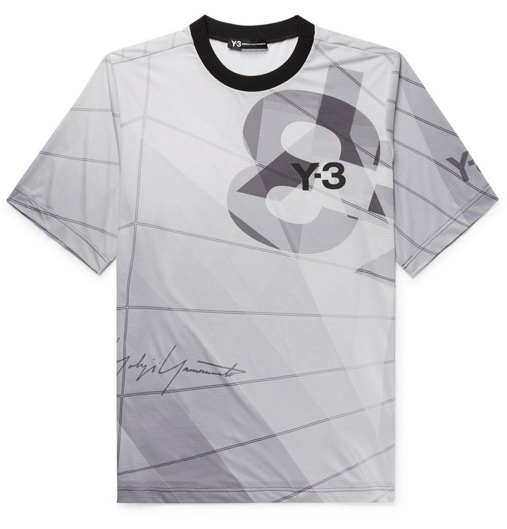 Photo: Y-3 - AOP Logo-Print Tech-Jersey T-Shirt - White