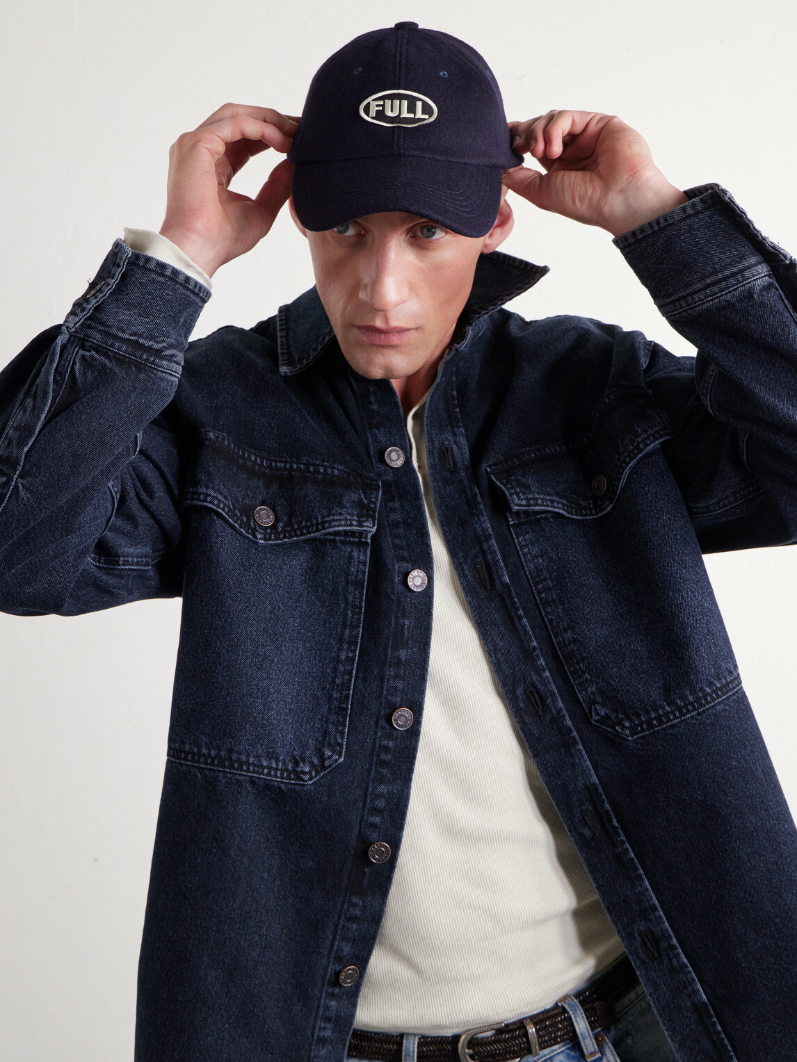 FULLCOUNT - Logo-Appliquéd Wool-Blend Cap - Blue