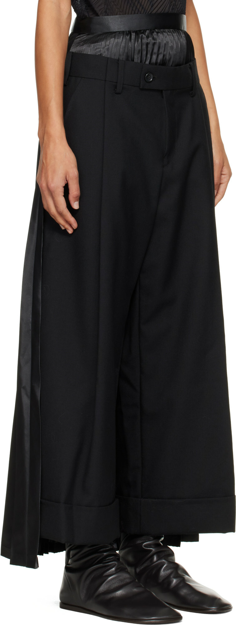 Junya Watanabe Black Wool Skirt Trousers
