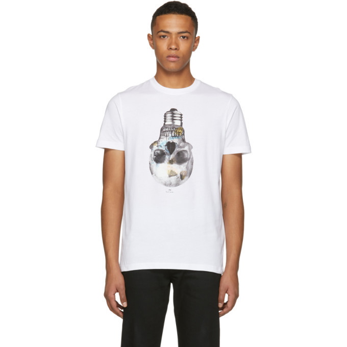 Photo: PS by Paul Smith White Slim Fit Skull T-Shirt