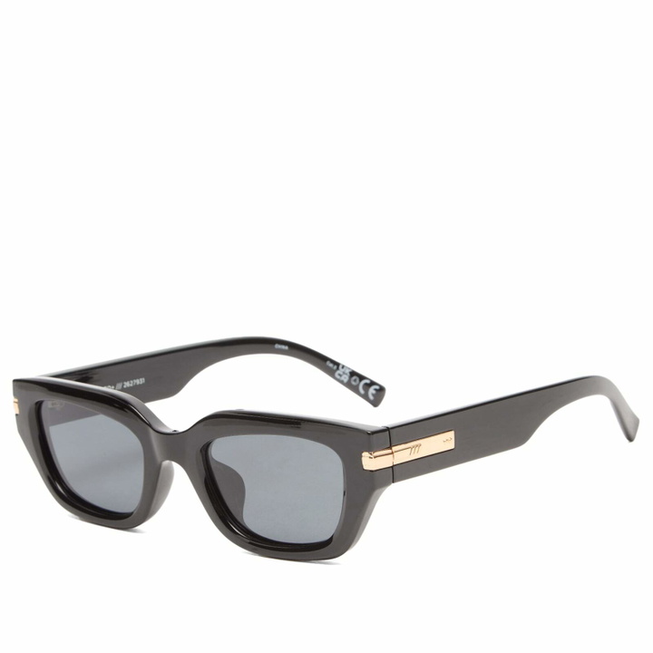 Photo: Le Specs Cubito Sunglasses in Black/Smoke Mono Polarized 