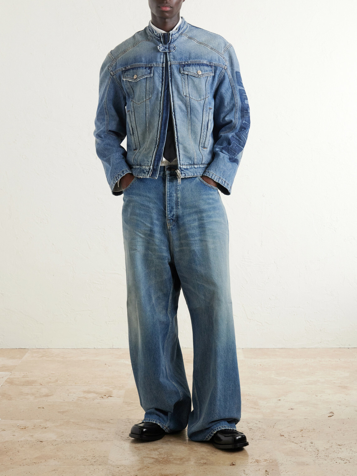 Balenciaga - Denim Motorcycle Jacket - Blue
