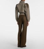 Burberry Cropped leather-trimmed wool-blend sweater