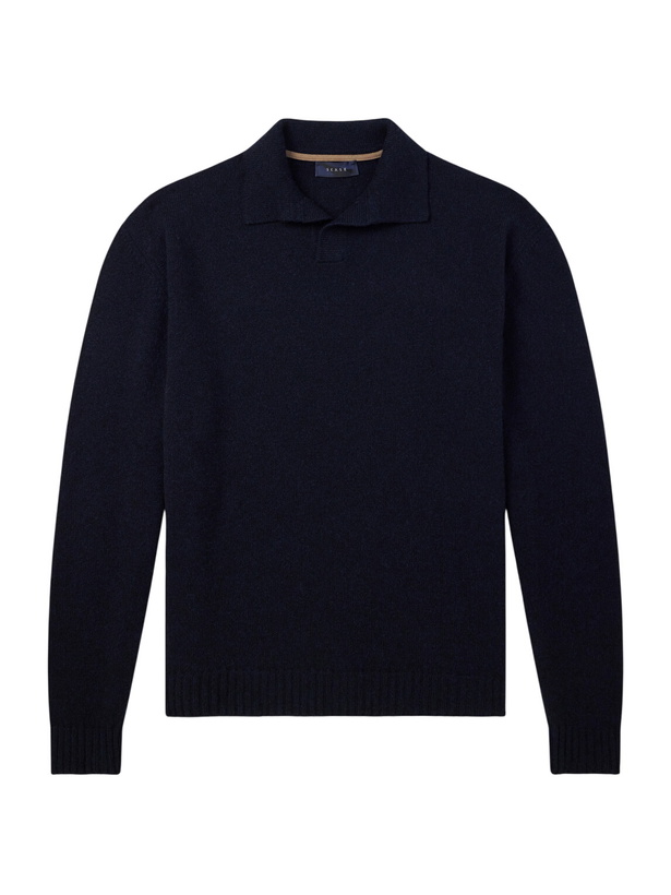 Photo: SEASE - Cashmere Wool-Blend Polo Sweater - Blue