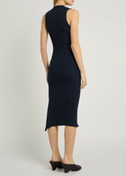 Stella Mccartney Ribbed Cotton Midi Dress Navy