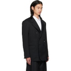 Simone Rocha Black Double Breasted Hem Slice Blazer