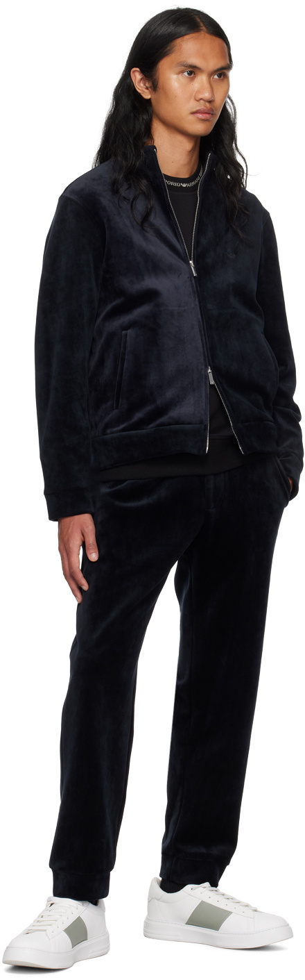 Emporio Armani Black Embroidered Track Jacket