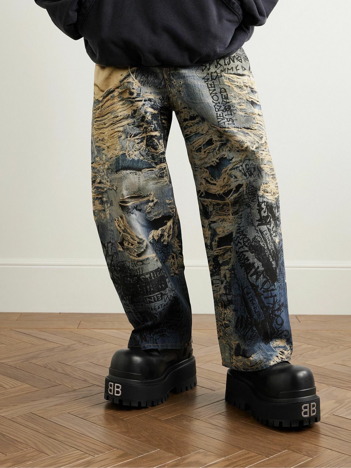 Balenciaga - Giant Logo-Embellished Leather Boots - Black