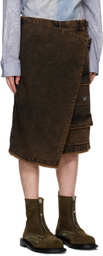 MISBHV Brown Ibiza Cargo Kilt Denim Shorts