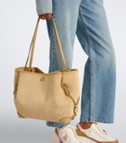 Chloé Chloé Clover leather-trimmed suede tote bag