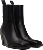 Rick Owens Black Temple Wedge Heeled Sliver Chelsea Boots