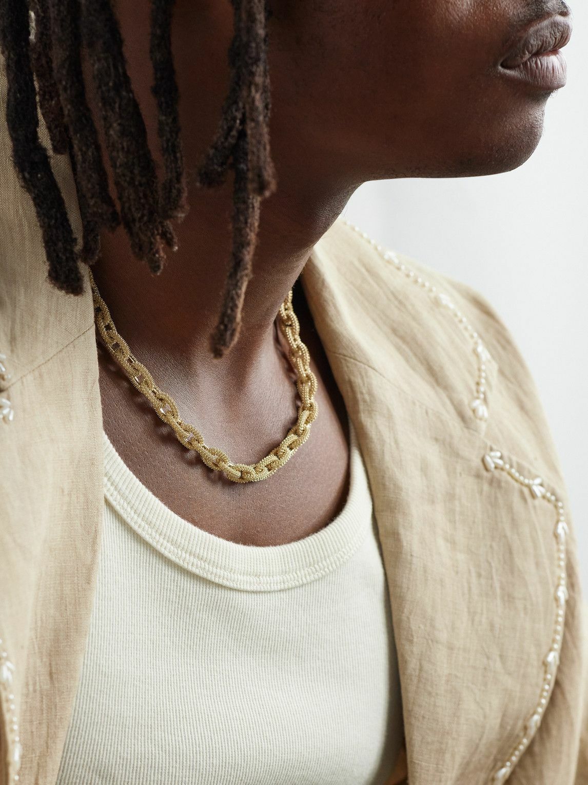 PATTARAPHAN - Textured Seamless Link 9-Karat Gold Chain Necklace