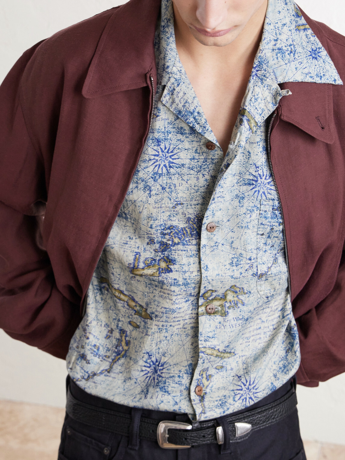 KAPITAL - Key West Camp-Collar Printed Linen Shirt - Blue