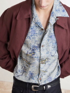 KAPITAL - Key West Camp-Collar Printed Linen Shirt - Blue