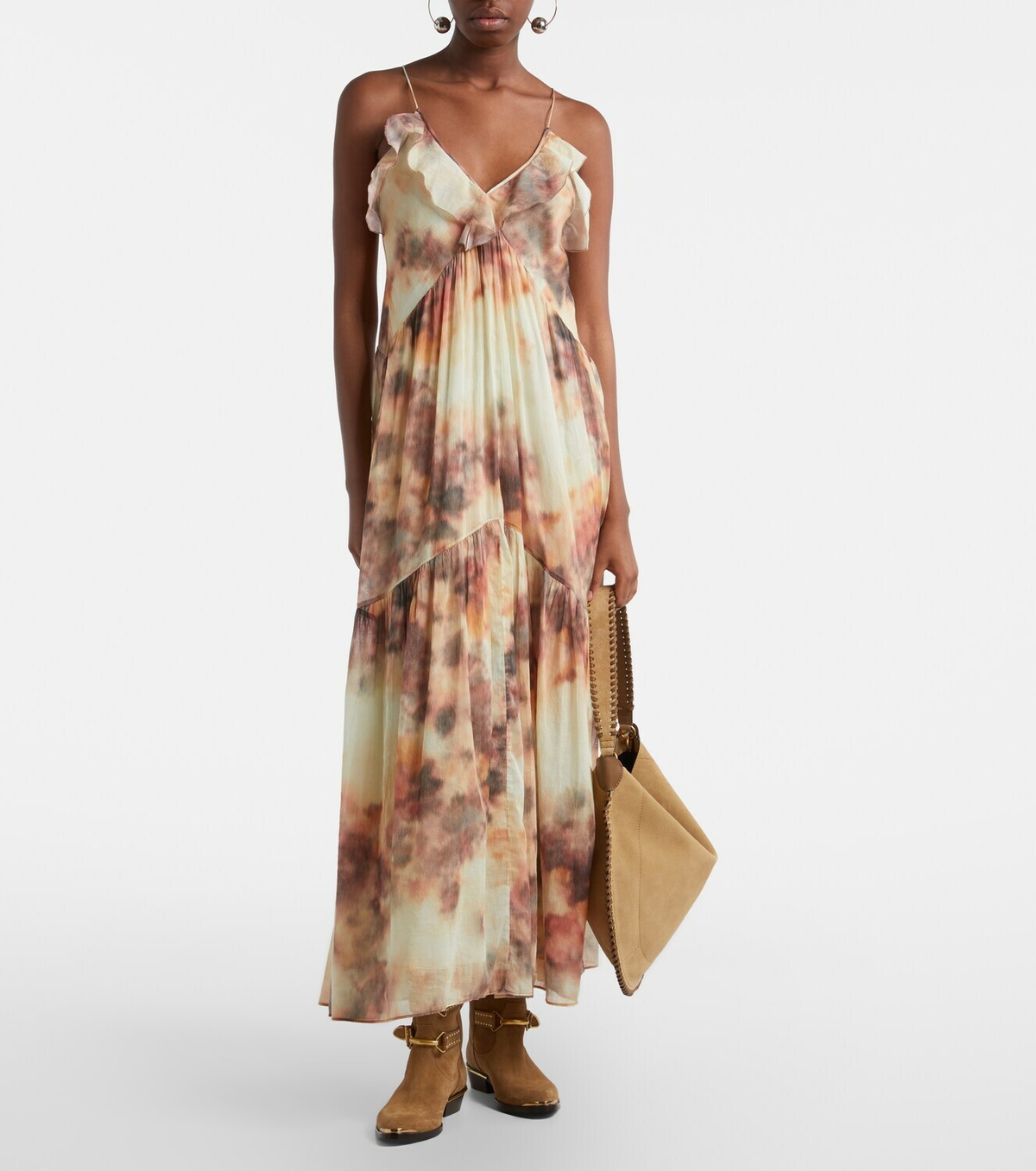 Marant Etoile Printed cotton midi dress