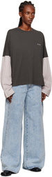 We11done Gray Coding Long-Sleeved Layered T-shirt