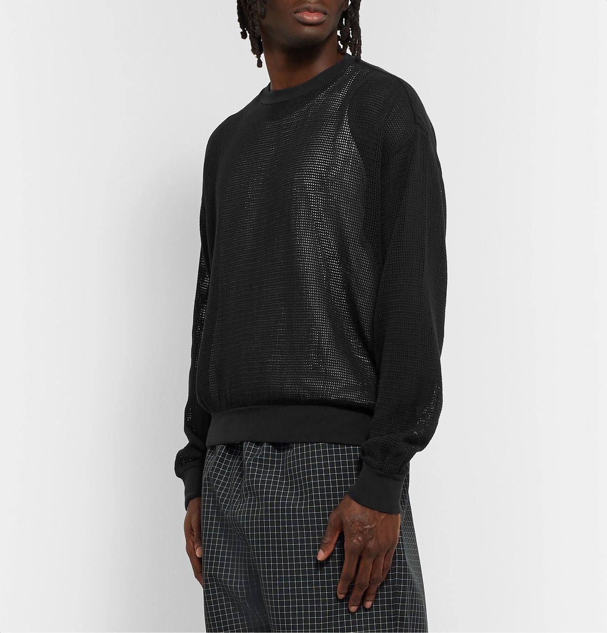 Stüssy - Pigment-Dyed Cotton-Mesh Sweatshirt - Black Stussy