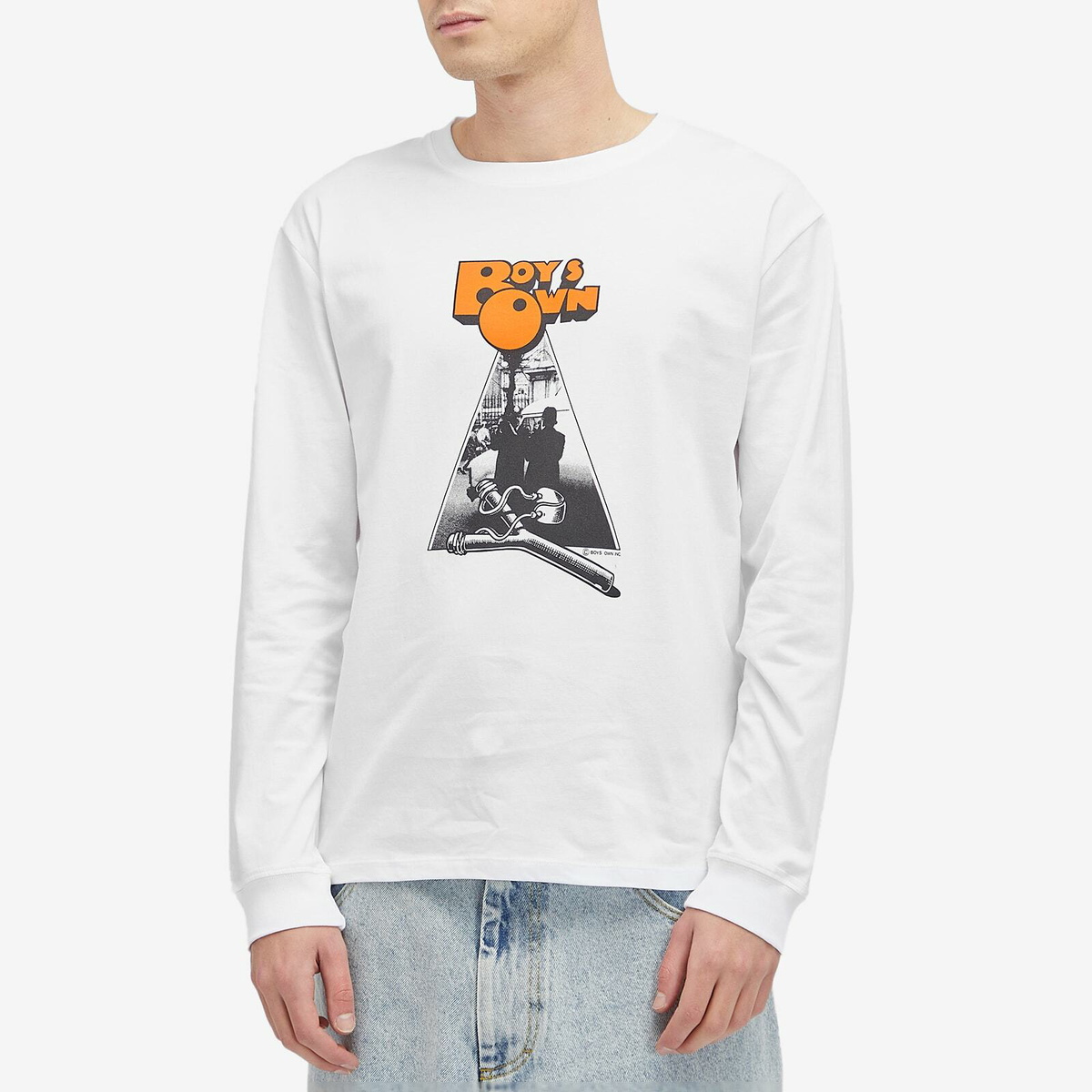 Boys Own Men's Clock Work Orange Print Long Sleeve T Shirt in White/Orange