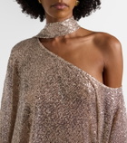 Taller Marmo Trebbia asymmetric sequined mesh kaftan