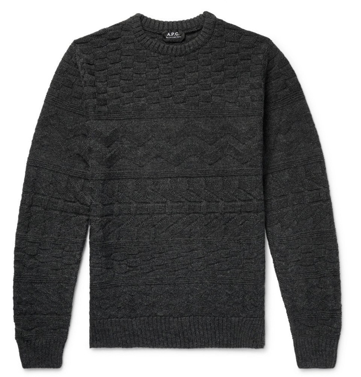 Photo: A.P.C. - Textured Mélange Wool Sweater - Men - Charcoal