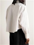 AMI PARIS - Oversized Cropped Button-Down Collar Logo-Embroidered Cotton Oxford Shirt - Neutrals