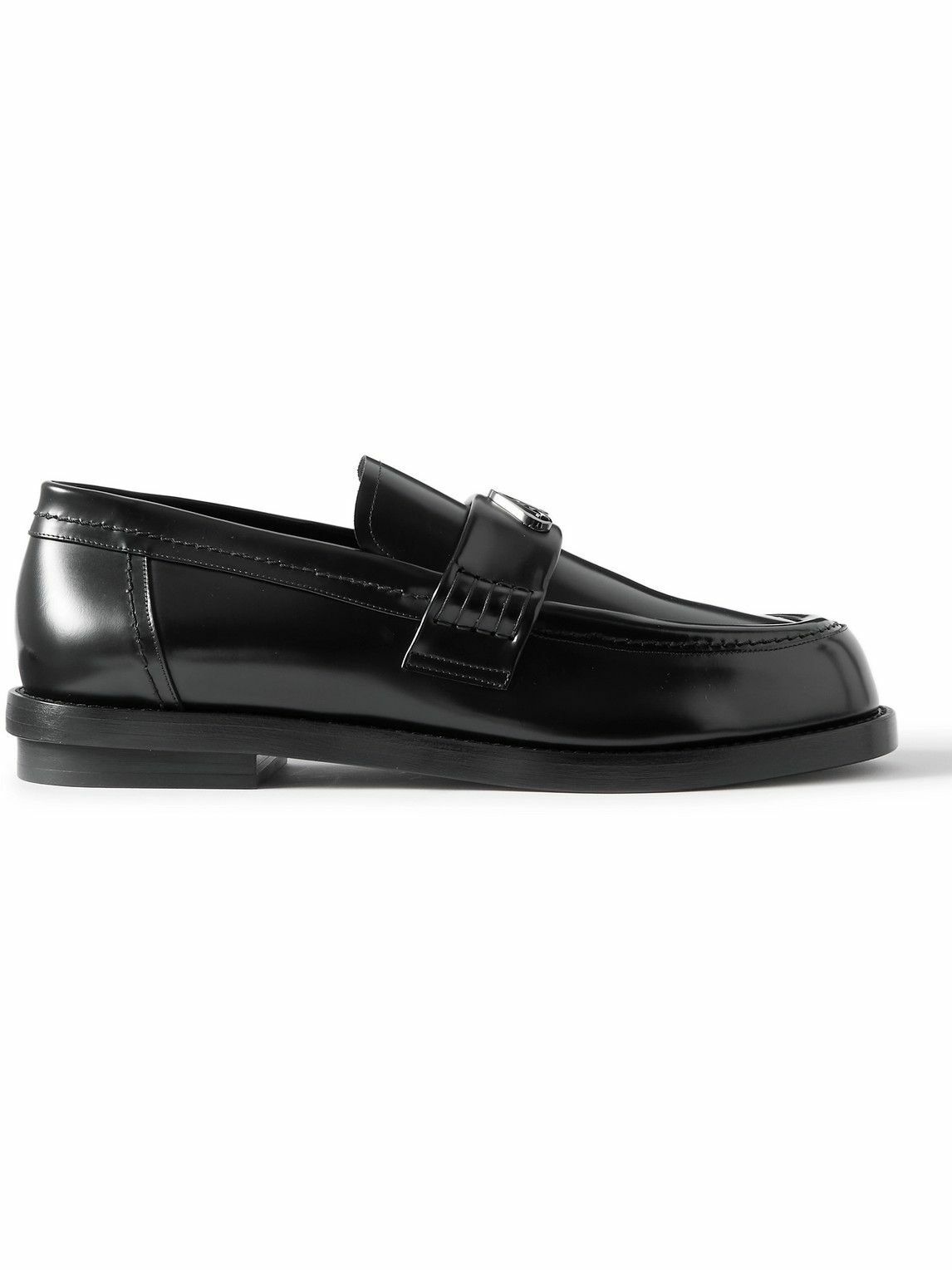Photo: Alexander McQueen - Seal Embellished Patent-Leather Penny Loafers - Black