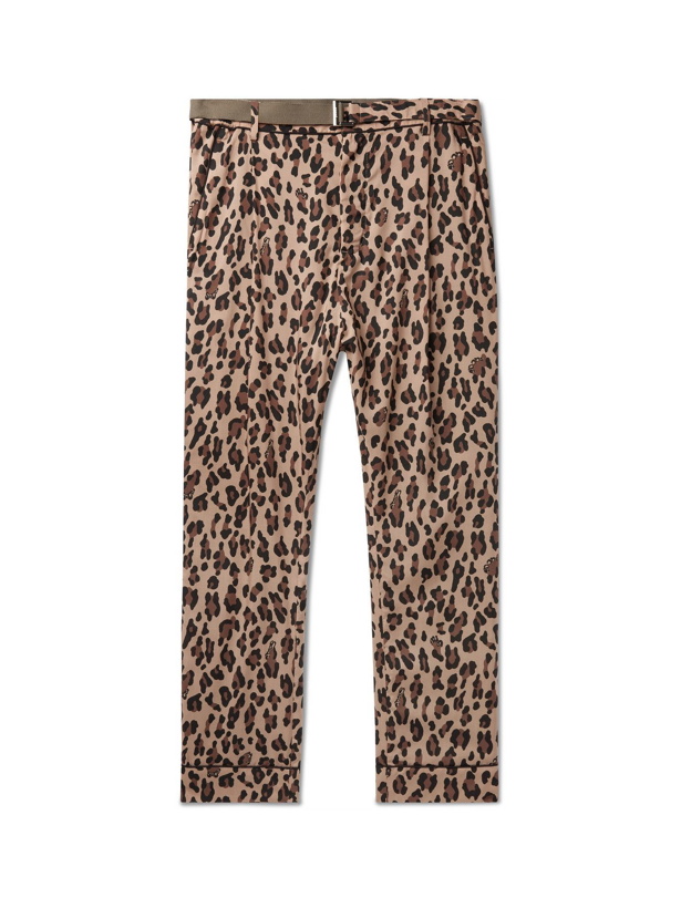 Photo: SACAI - Tapered Belted Leopard-Print Woven Trousers - Neutrals