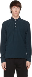 DOPPIAA Navy Terry Aapollo Long Sleeve Polo