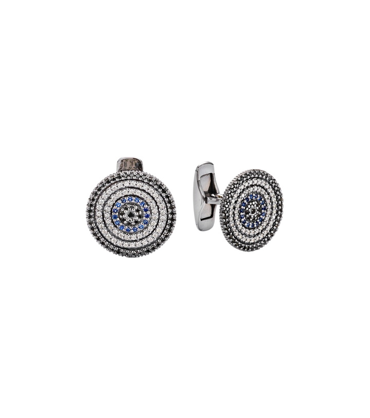 Photo: Sydney Evan 14kt white gold embellished cufflinks with diamonds and sapphires