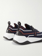 Berluti - Shadow Suede, Leather and Rubber-Trimmed Stretch-Knit Sneakers - Blue