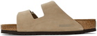 Birkenstock Taupe Suede Soft Footbed Arizona Sandals