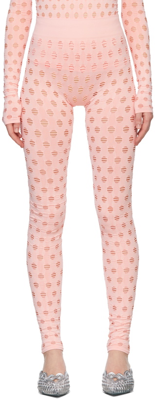 Photo: Maisie Wilen SSENSE Exclusive Pink Perforated Leggings