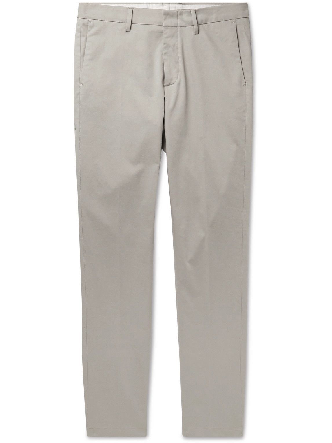 Dunhill - Tapered Stretch Cotton and Mulberry Silk-Blend Chinos - Gray ...
