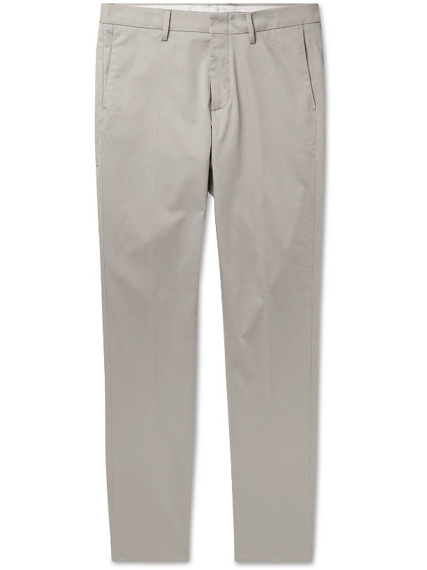Photo: Dunhill - Tapered Stretch Cotton and Mulberry Silk-Blend Chinos - Gray