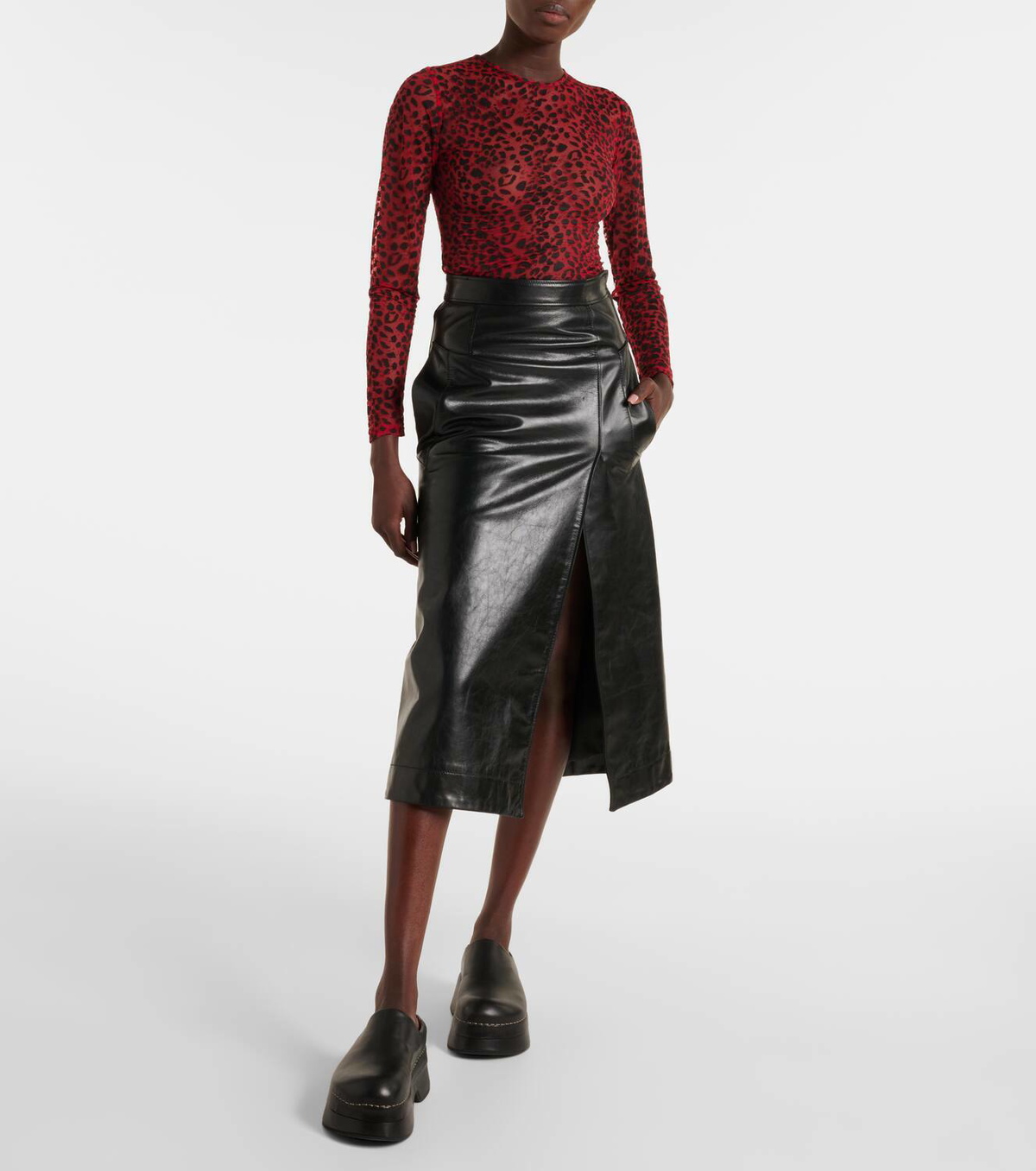 Alexander McQueen Leopard-print mesh top Alexander McQueen