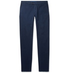 Canali - Navy Slim-Fit Herringbone Stretch-Cotton Trousers - Blue