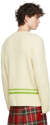 Molly Goddard Off-White Aran Basil Jumper V-Neck Sweater