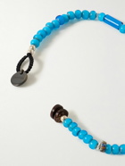 Mikia - White Hearts Silver and Enamel Beaded Bracelet - Blue