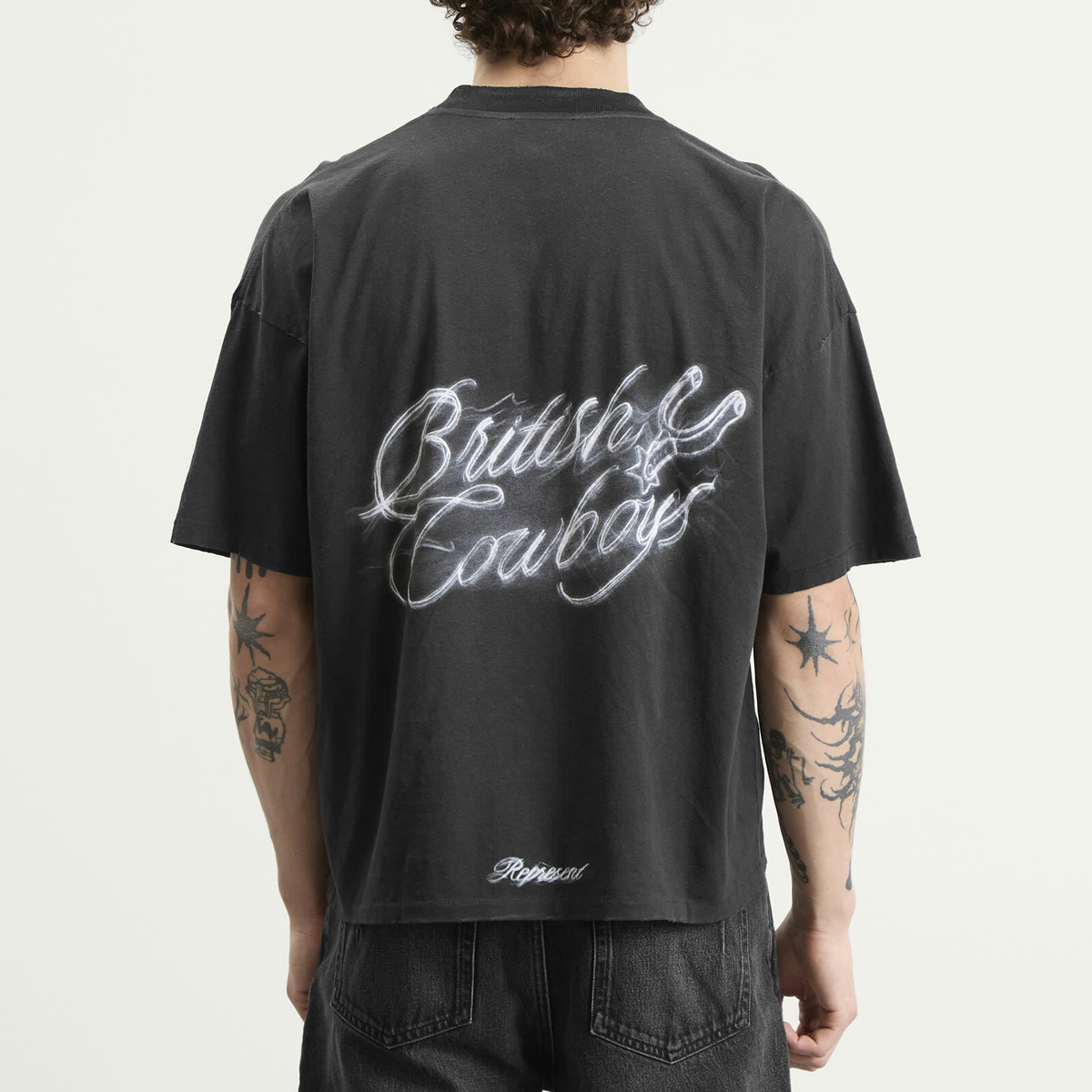 Represent Men's British Cowboys T-Shirt in Stained Black