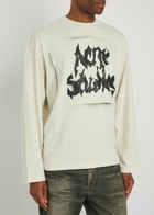 Acne Studios Logo-print Long-sleeve Cotton-blend T-shirt White